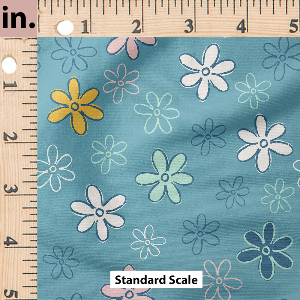 Ruler Scale for Doodle Flowers (Denim) by Juniper Row Design