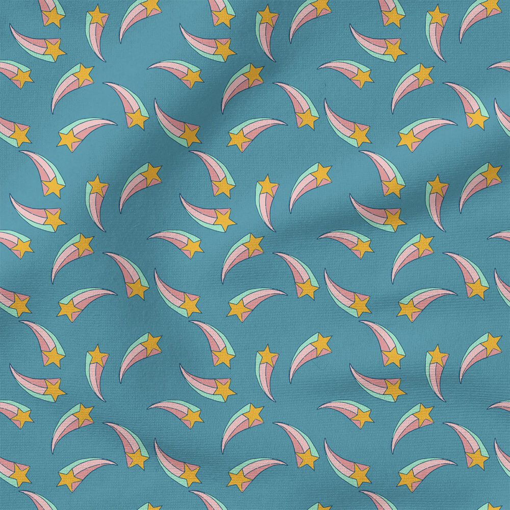 Shooting Star (Denim) | Children Fabric Design | Juniper Row Design