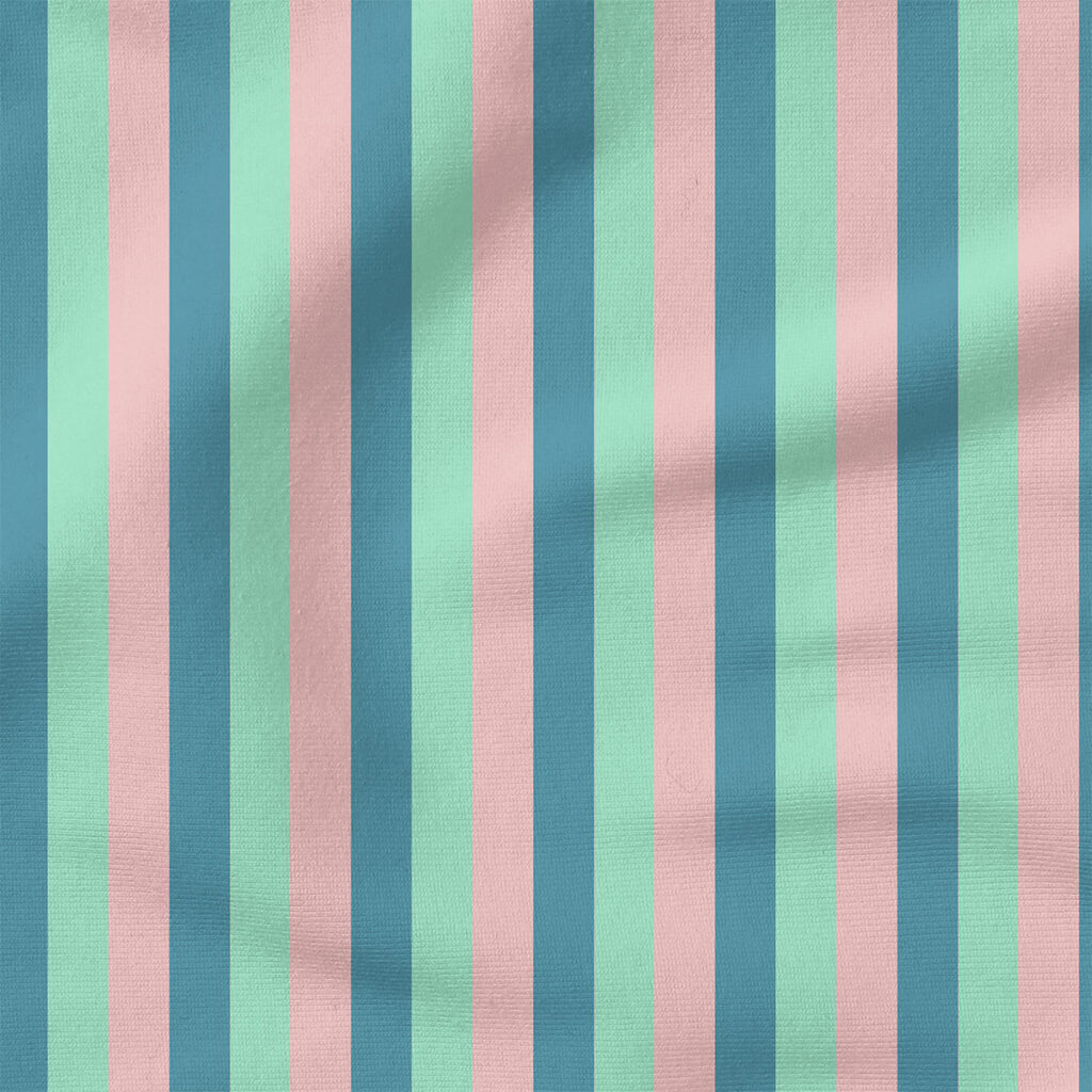 Stripe (Denim Aqua Pink) | Stripes and Shapes Fabric Design | Juniper Row Design