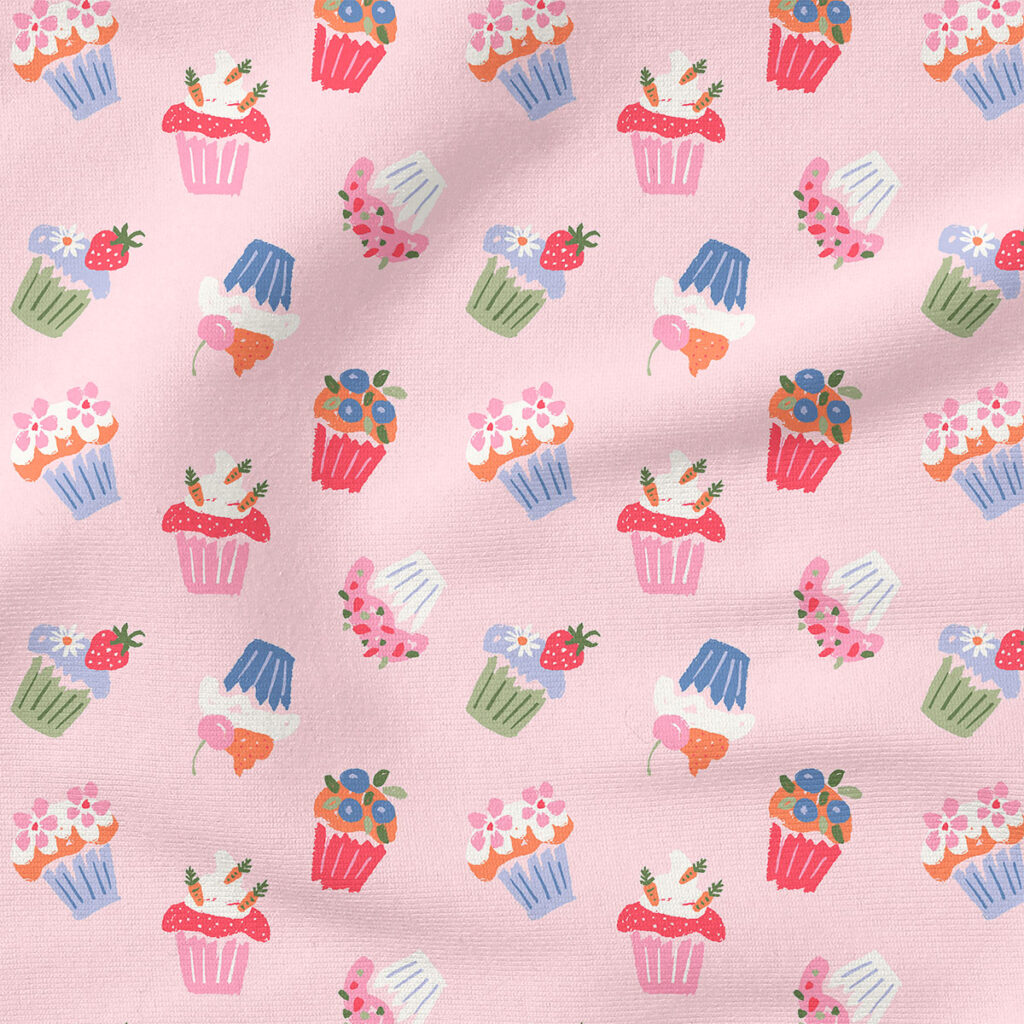 Cupcakes (Pink) | Food Fabric Design | Studio Rianne