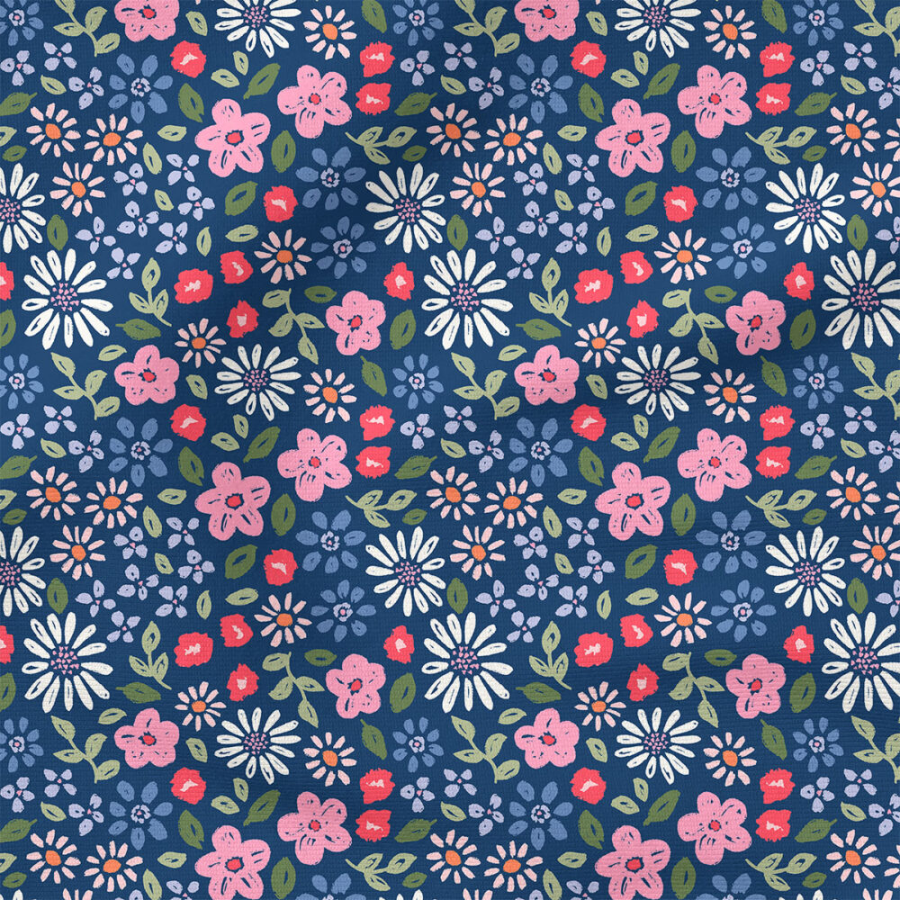 Garden Floral (Navy) | Botanical Fabric Design | Studio Rianne