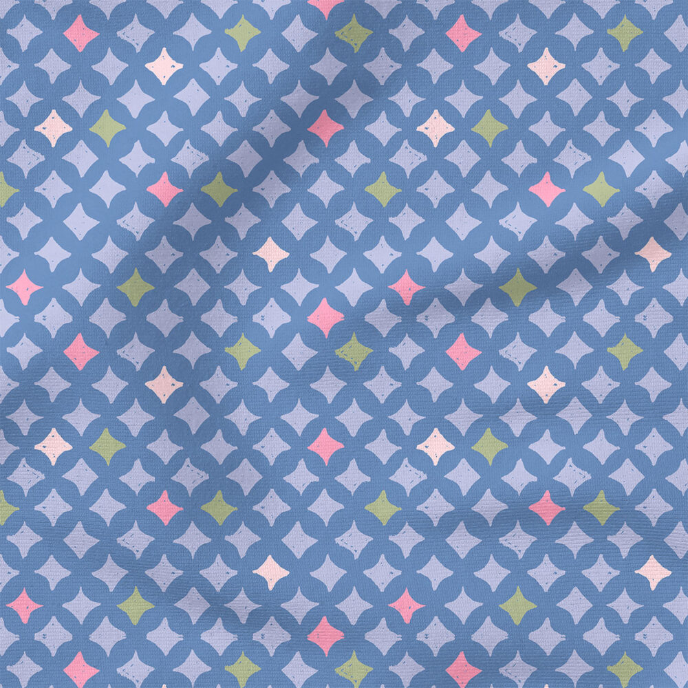 Stars Grid (Blue) | Stripes and Shapes Fabric Design | Studio Rianne