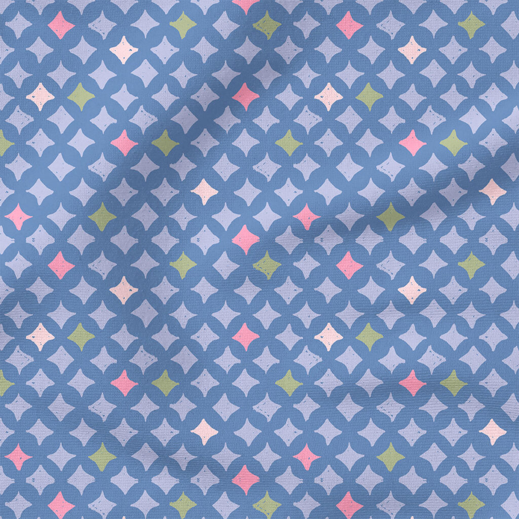 Stars Grid (Blue) | Stripes and Shapes Fabric Design | Studio Rianne