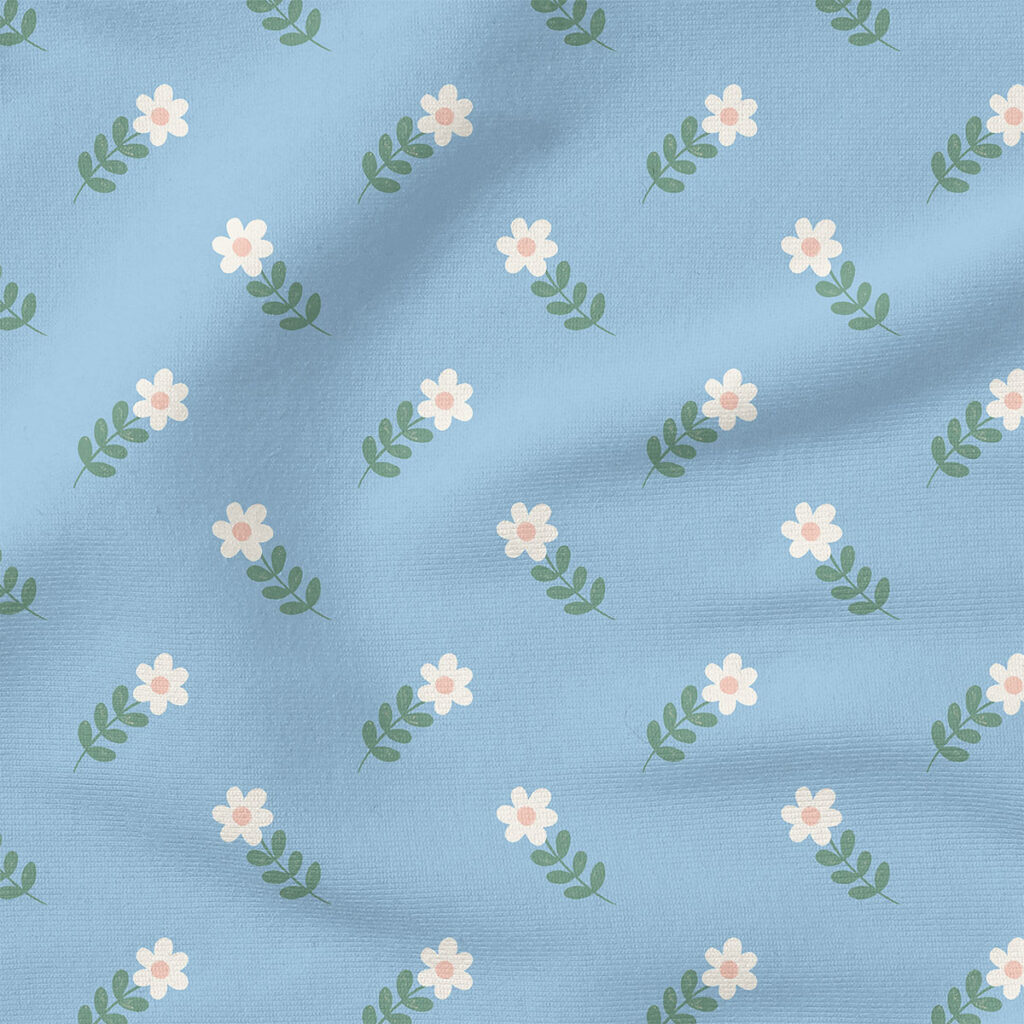 Mini Flowers (Blue) | Botanical Fabric Design | Poppies and Ducks