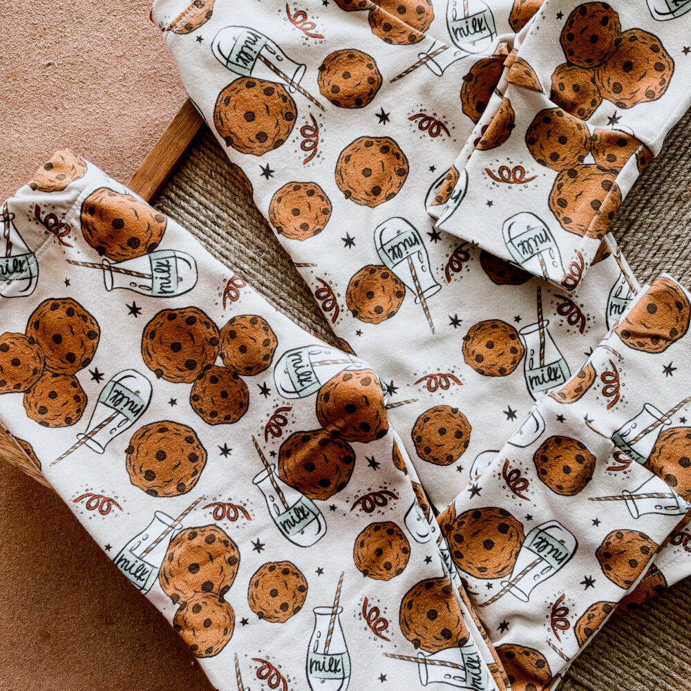 custom christmas pajamas with cute cookies and milk